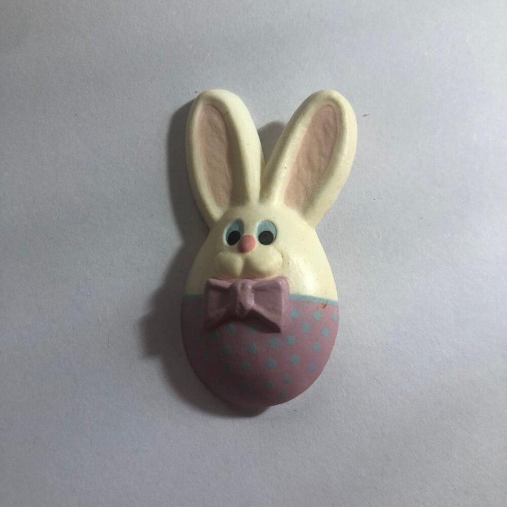 New Vintage Hallmark Easter Bunny with Egg Shaped Body Lapel Pin Brooch 80's